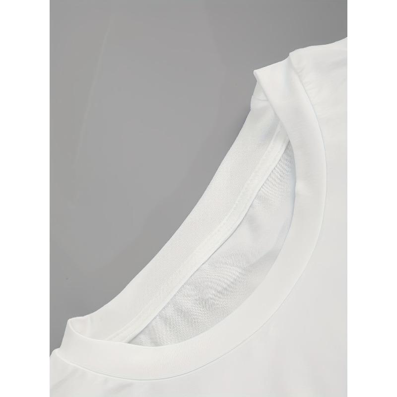 European Sizes Paris Print T-shirt, Short Sleeve Crew Neck Casual Top For Summer & Spring, Women's Clothing