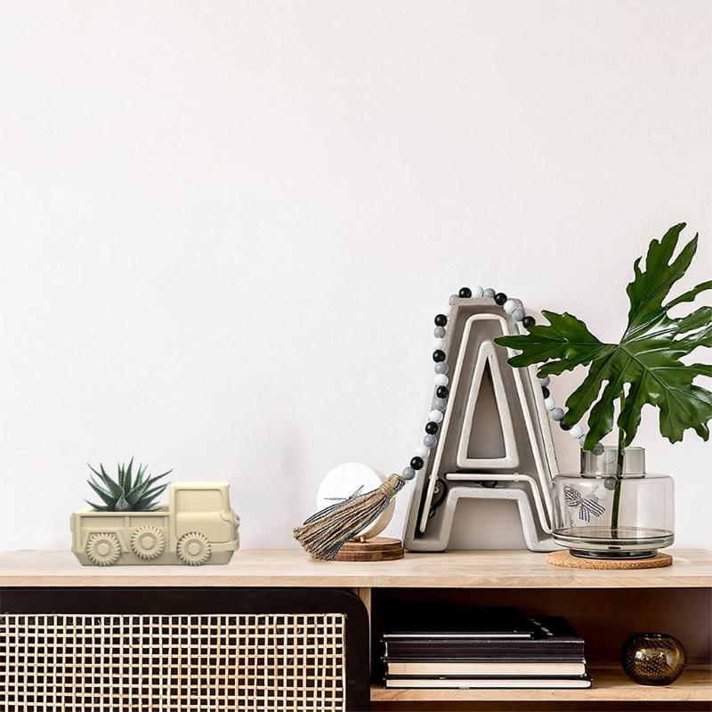 Geometric Small Truck Gypsum Silicone Molds Storage Box Mold for Making Succulent Plant Pot Flower Pot Pen Holder