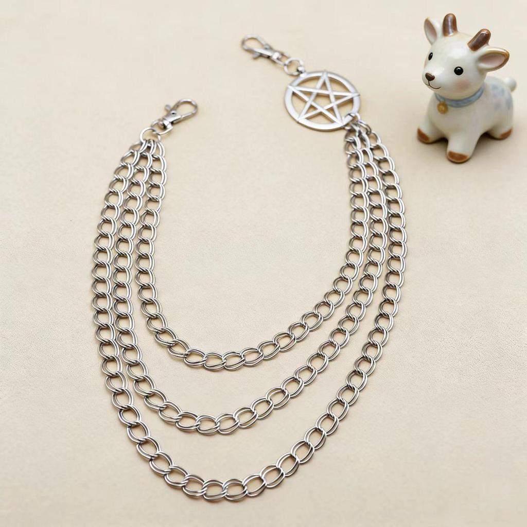 Retro Metal Disc Pant Chain: Women's Multi-Layer Star Waist Accessory