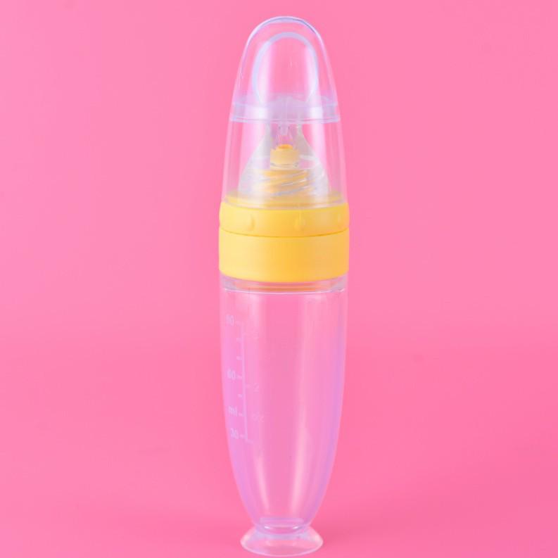 

Infant Silicone Squeeze Feeding Bottle with Soft Spoon for Rice Cereal and Milk