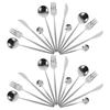 6 Sets Stainless Steel Dinnerware Steak Western Food Flatware Forks Spoons Cutters Reusable Utensil Set for Family Dinners Party