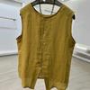 Sleeveless Cotton and Linen Shirt Women's Summer Round Neck Vest Design Shirt Fashionable Loose Belly-covering Thin Top