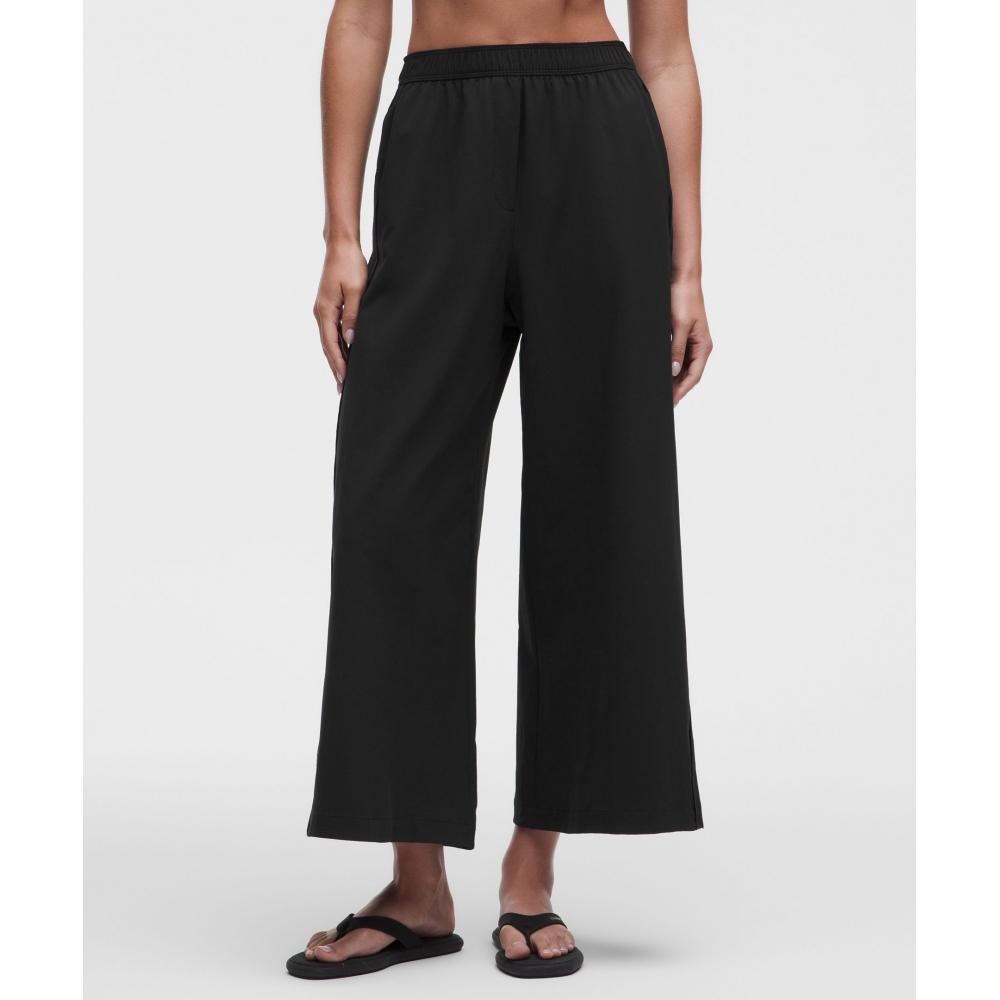 Lullulemon Stretch Woven High-Rise Wide-Leg Crop Pants Blk