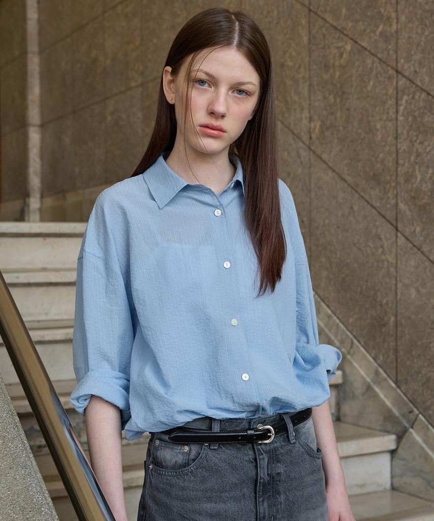 TTUDEMENT [3Colors] Sheer Stripe Shirt