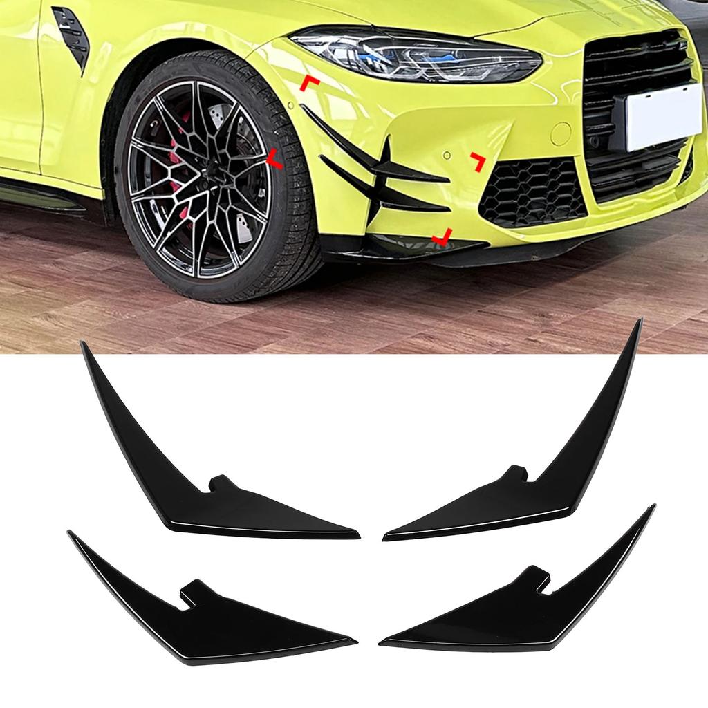 4pcs Front Bumper Splitter Fins ABS Light Weight Front Bumper Body Spoiler Canards Trim for M3 M4   G81 G82 G83