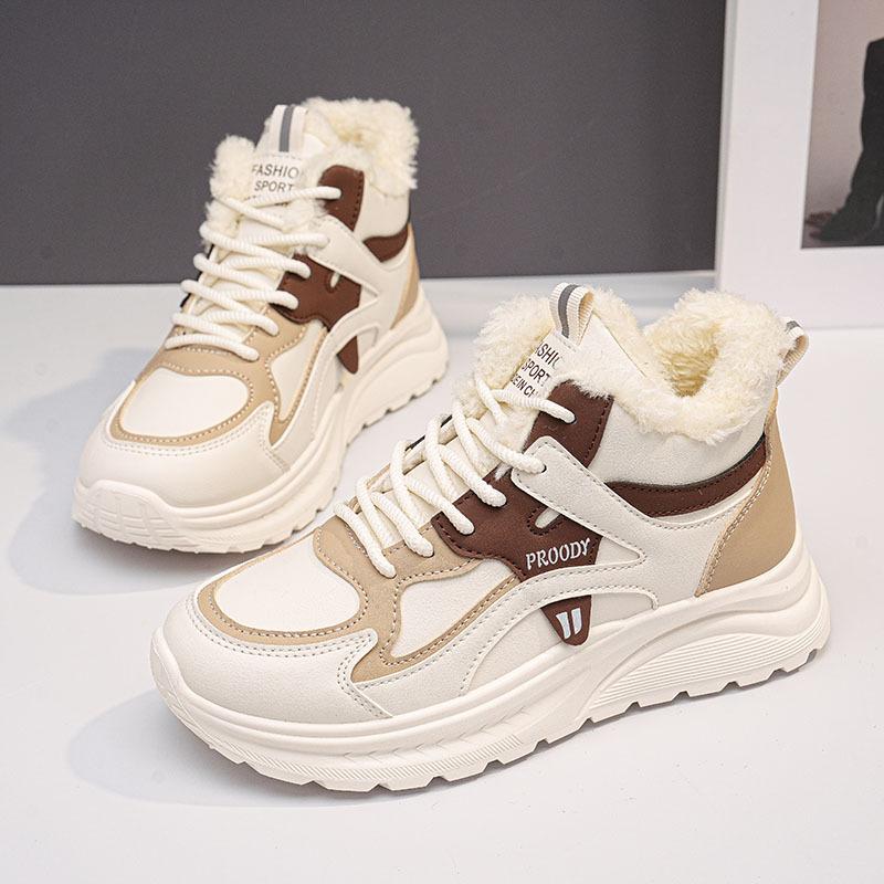 Winter new velvet dad shoes ins warm student sports platform casual cotton shoes G 35 хаки