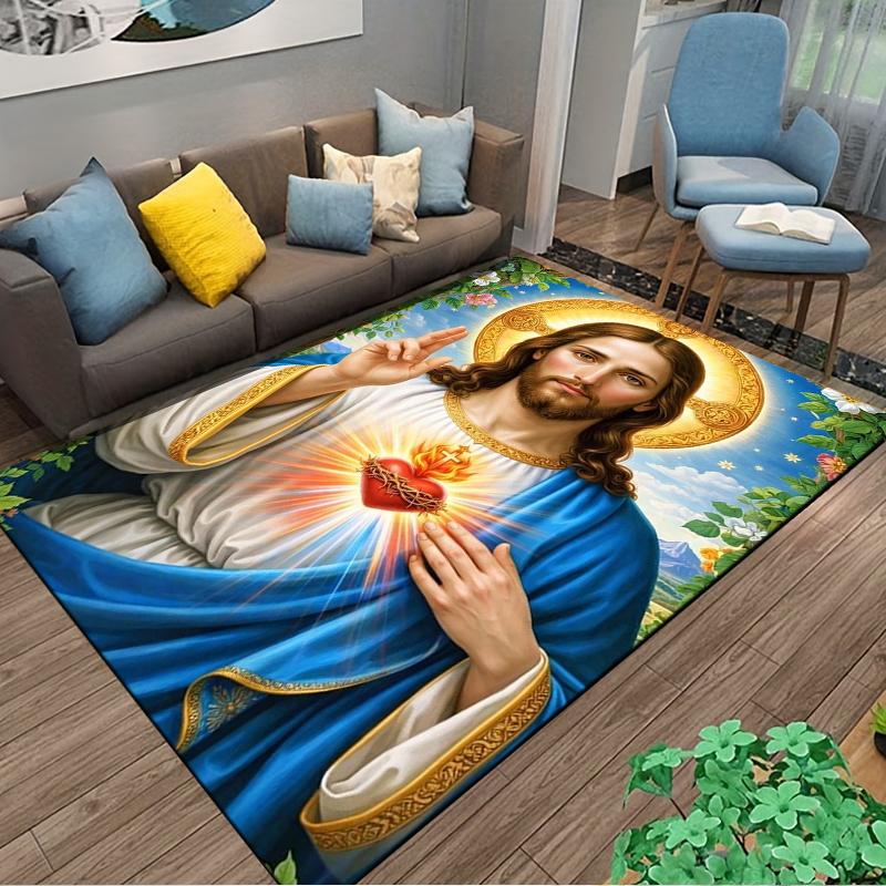 Sacred Heart of Jesus Carpet Non-slip Rug Suitable for Living Room and Bedroom Sofas