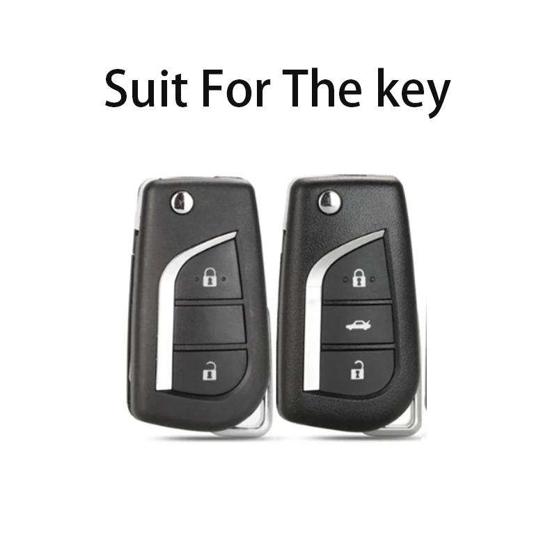 Female Key Case for Toyota Aygo Yaris Highlander Camry RAV4 Remote Flip Folding Remote Car Key Cover Fob Bag Holder Accessories