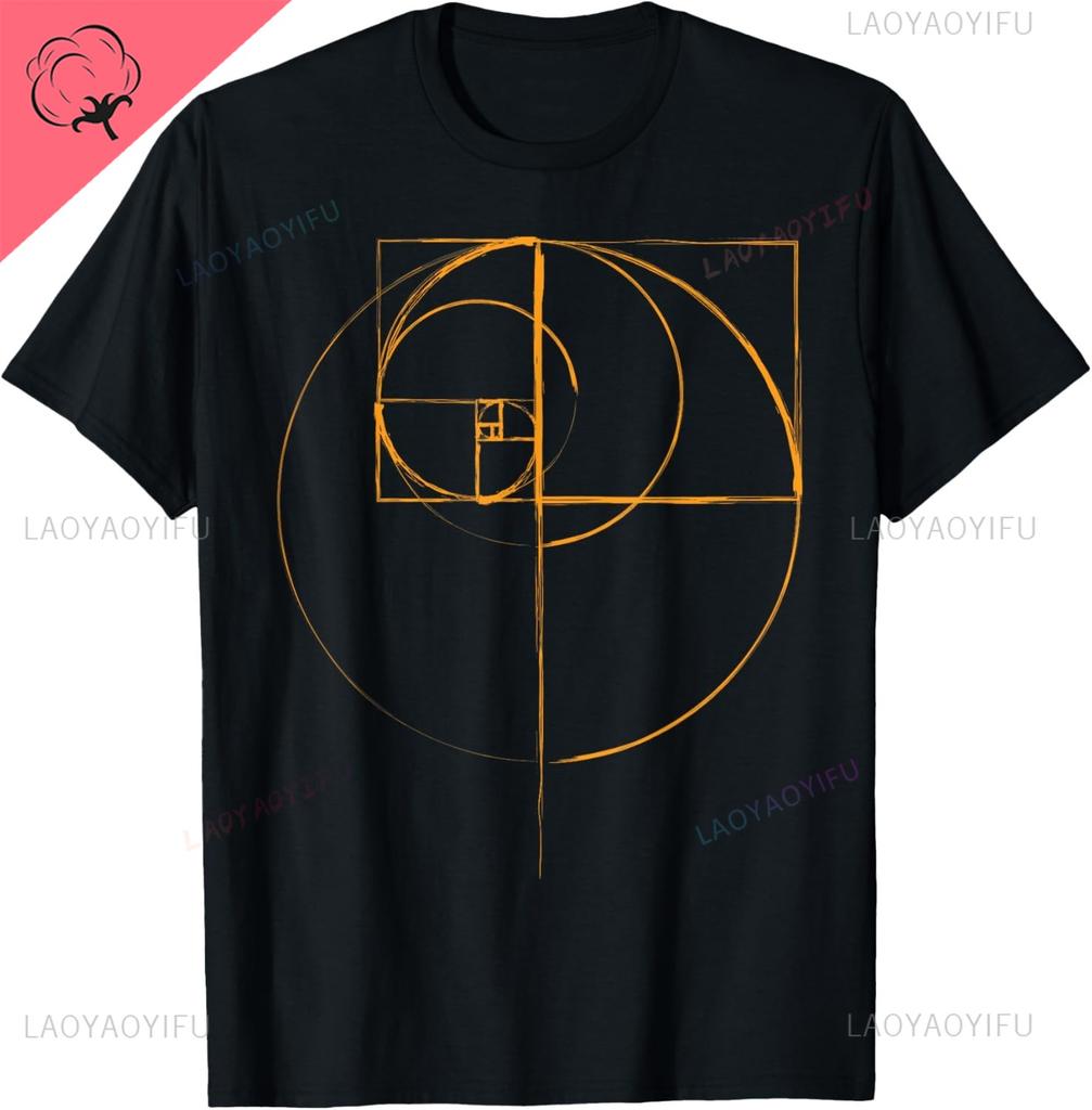 Fibonacci Golden Ratio T-Shirt Print Original Design Gifts T Shirts Cotton Streetwear Vintage T Shirt Camisas Streetwear