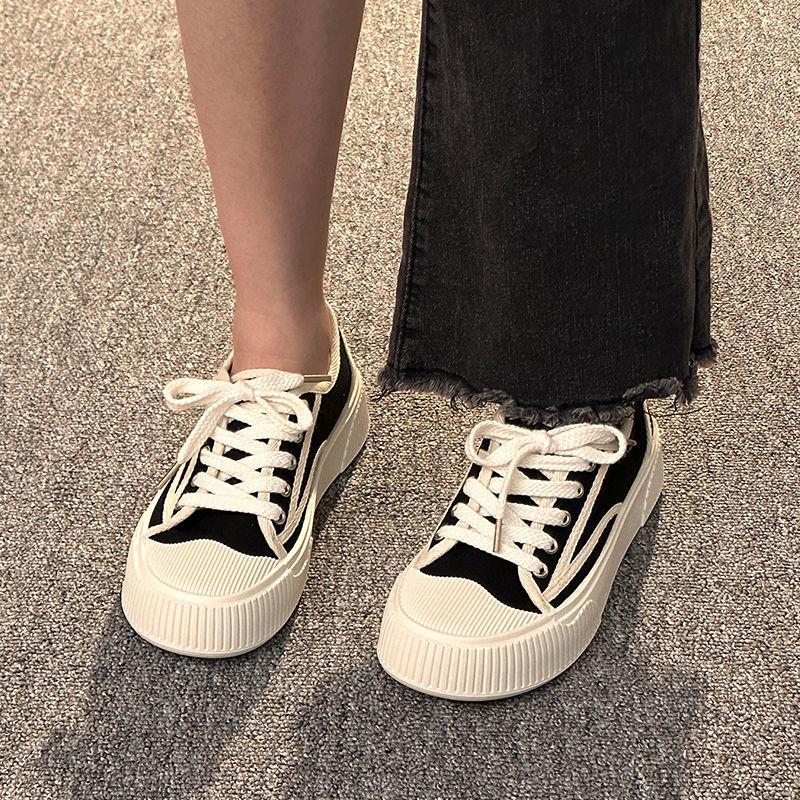 Popular platform canvas shoes spring and autumn ins tide 2025 new niche versatile casual student white shoes women's shoes