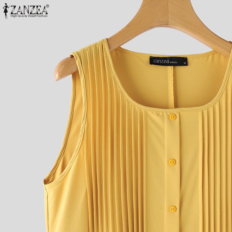 ZANZEA Женское повседневное платье в полоску без рукавов с U-образным вырезом — фото 8