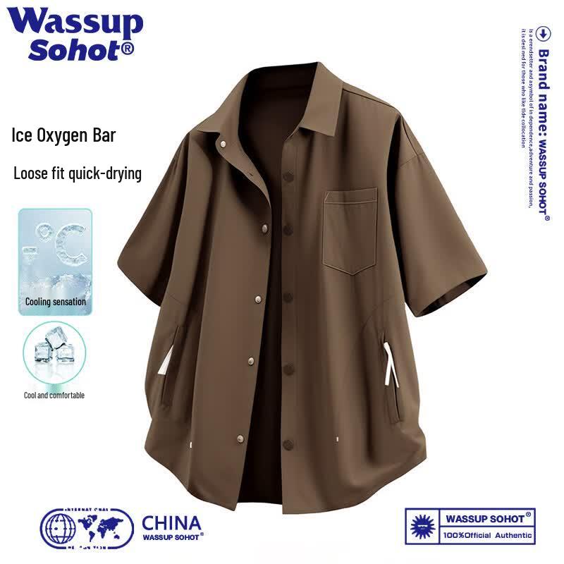 Wassup Sohot Men s Ice Silk Casual Short-Sleeve Shirt M