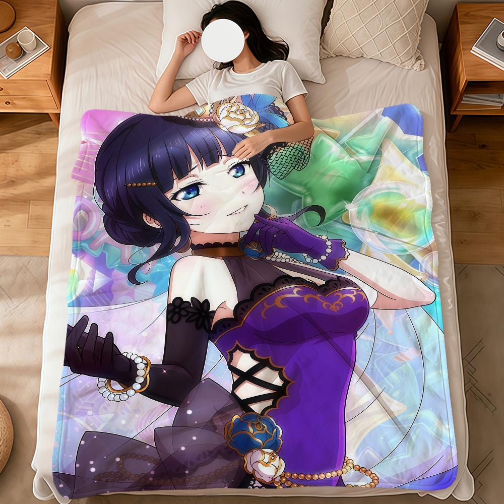 anime art cute girl a-asaka karin soft warm plush blanket for dormitory sofa living room pet hogar bedroom gift nap home Flannel