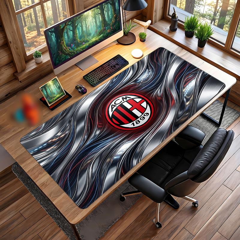 משטח עכבר גדול מודפס AC Milan, משטח שולחן גיימינג מגומי רך מונע החלקה לקישוט משרד, מחשב נייד, מחשב