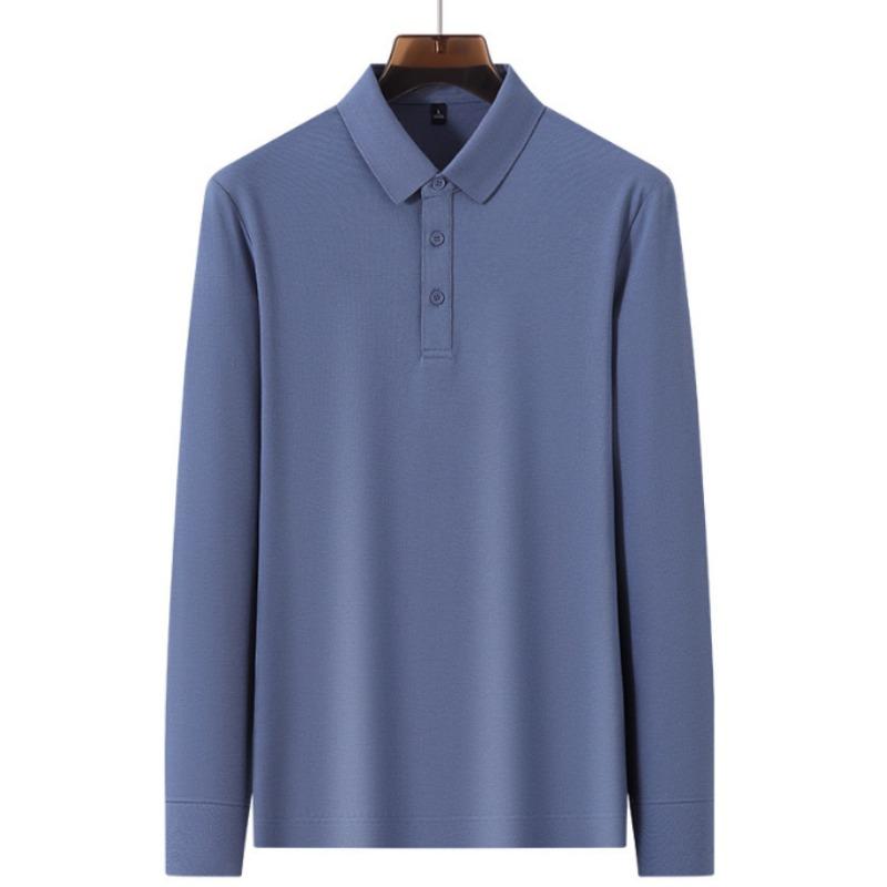 Affärsmäns Casual Enfärgad Höst och Vinter Långärmad Bas Skjorta med en Exklusiv Känsla och en Pikékrage