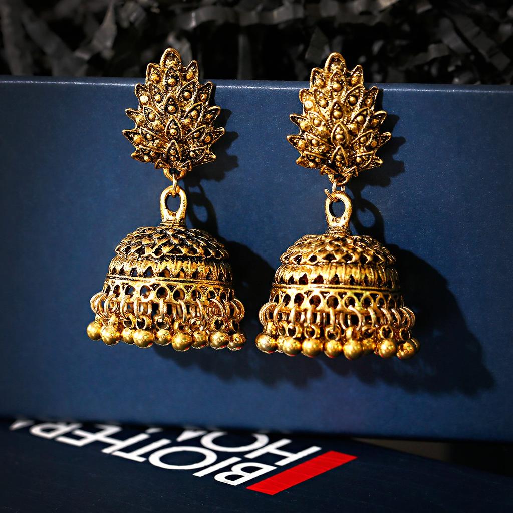 Indian Jhumka Gypsy Zircon Boho Vintage Ethnic Womens Earrings Hollow Dangle Hanging Earrings For Women boucle d’oreille 2020