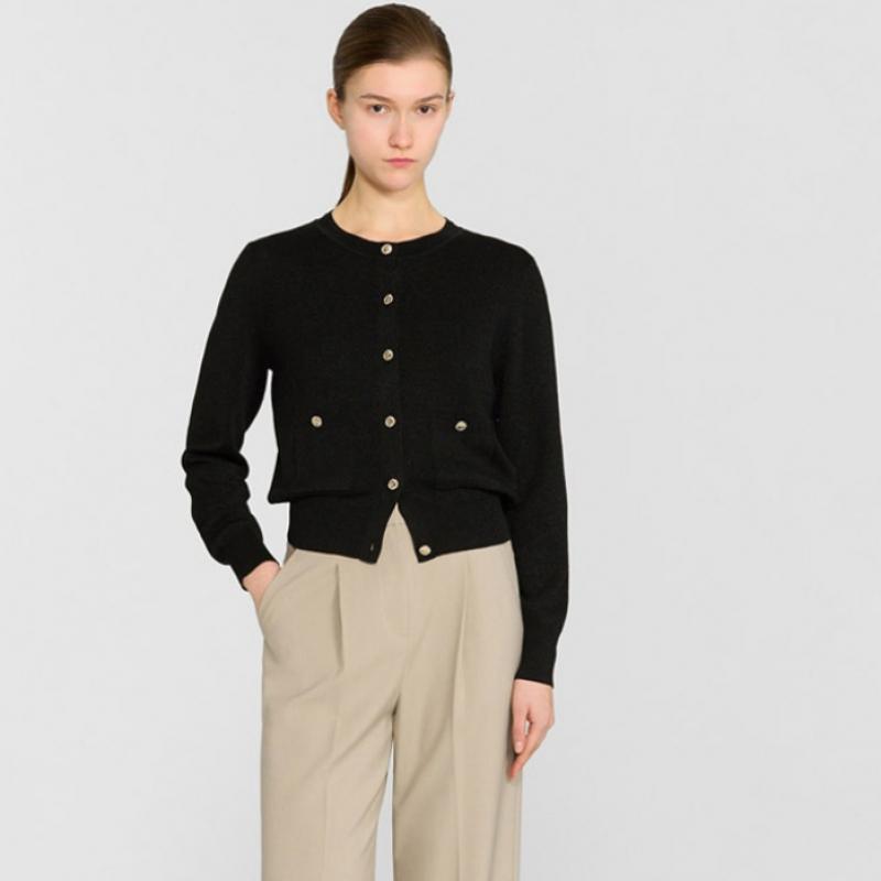 She S miSS Glitter Pocket Round Neck Cardigan SSkcdp11010 Bk