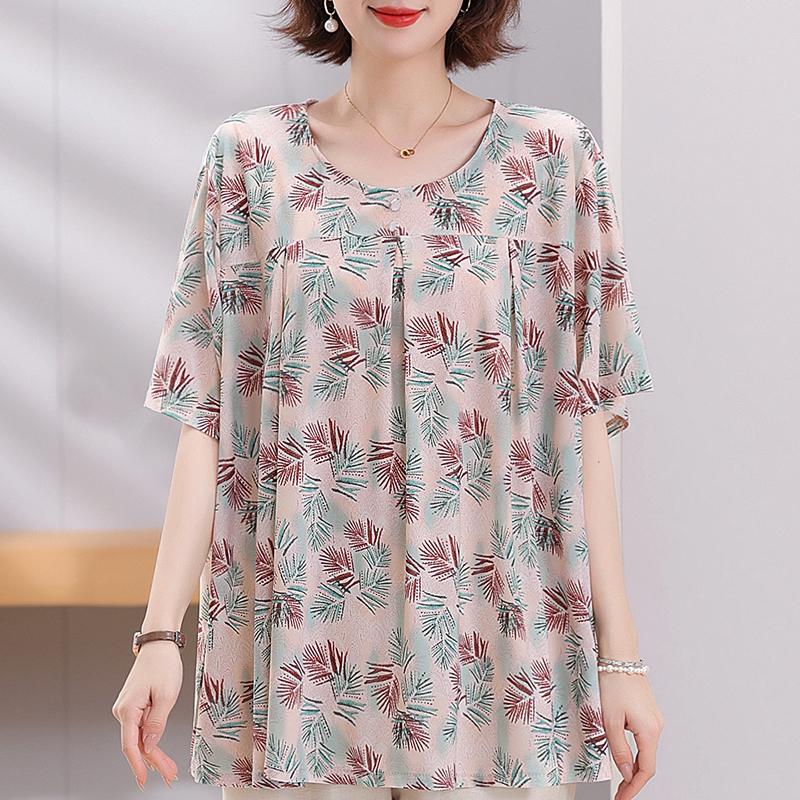 Plus Size 4XL-8XL Elegant Blouses for Women Tops Casual Loose Short Sleeve Female Shirt Summer Vintage Clothes