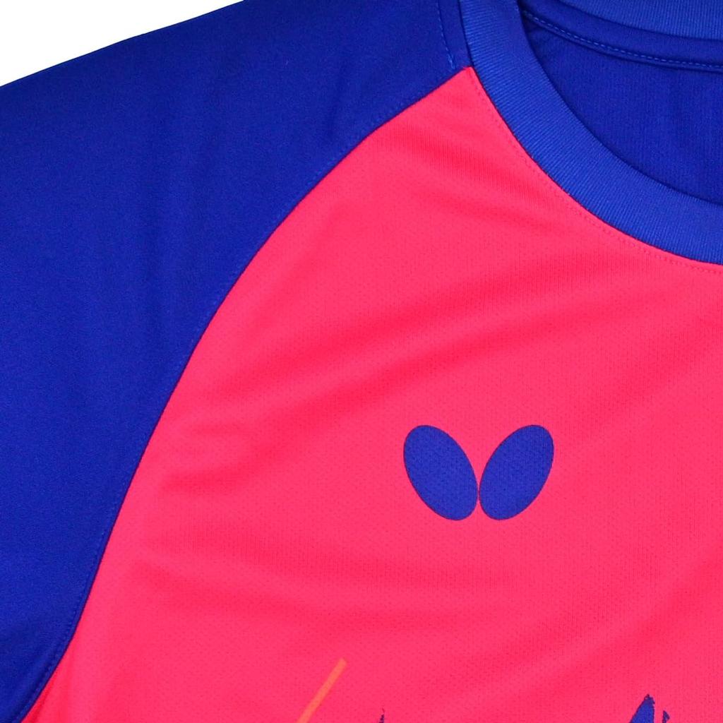 Butterfly Table Tennis Short Sleeve T-Shirt, Xterra, Unisex, Navy/Rose (412), Size O, 46430