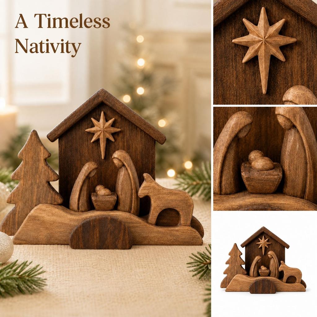 Scene Christmas Figurine Holiday Decorative Ornament for Home Tabletop Display