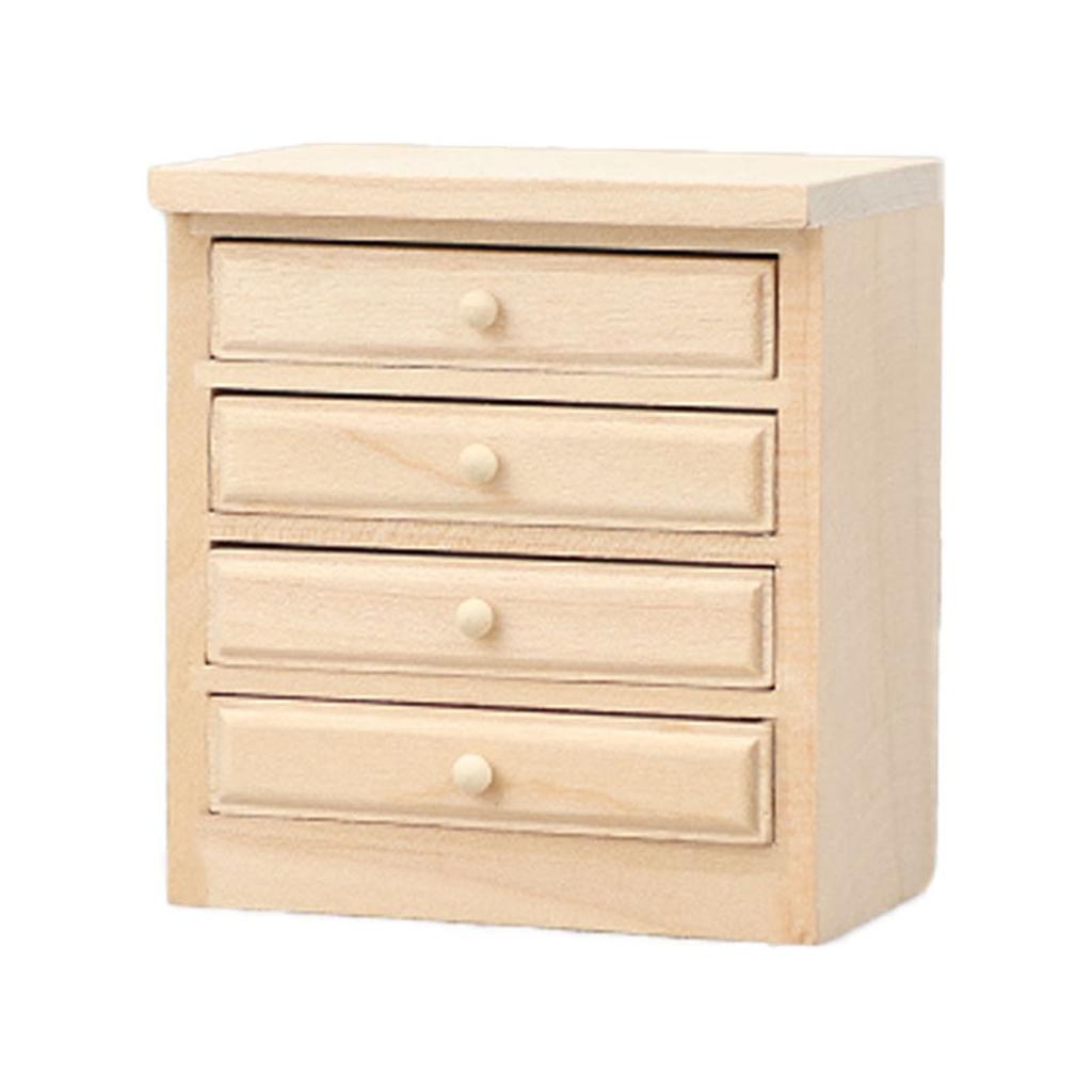 1/12 Puppenhaus Küchenschrank mit öffenbarer Tür/Schublade Unfertiges Holz Miniaturmöbel für realistische Szenendarstellung