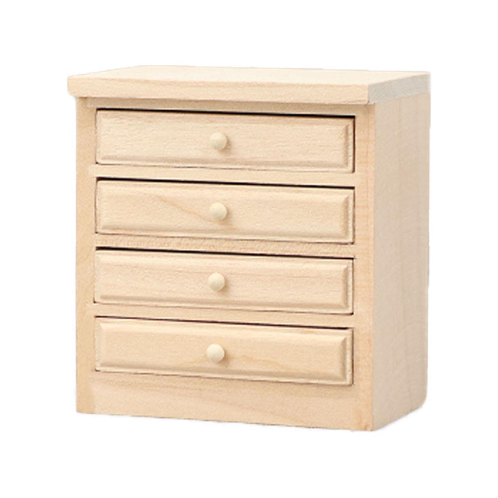 

Кукольный домик 1/12 Кухонный шкаф с открывающейся дверцей/ящиком Неокрашенное дерево Миниатюрная мебель для реалистичной демонстрации сцены B