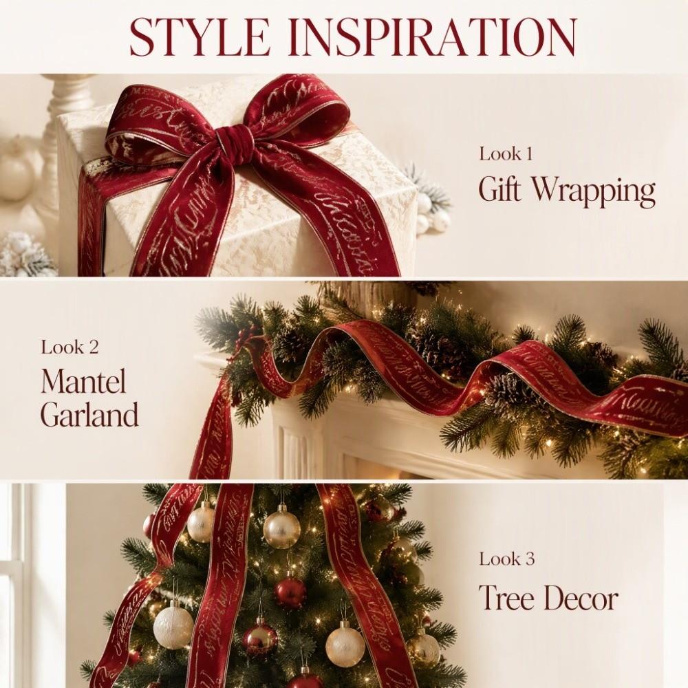 6.3cm Christmas Bow Ribbon DIY Craft Bow Decorative Webbing  Festive Atmosphere