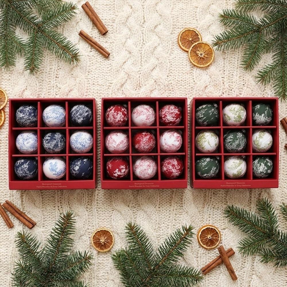 9Pcs Snowflake Painted Christmas Ball Ornaments Snowflake Christmas Ball Home Party Decor