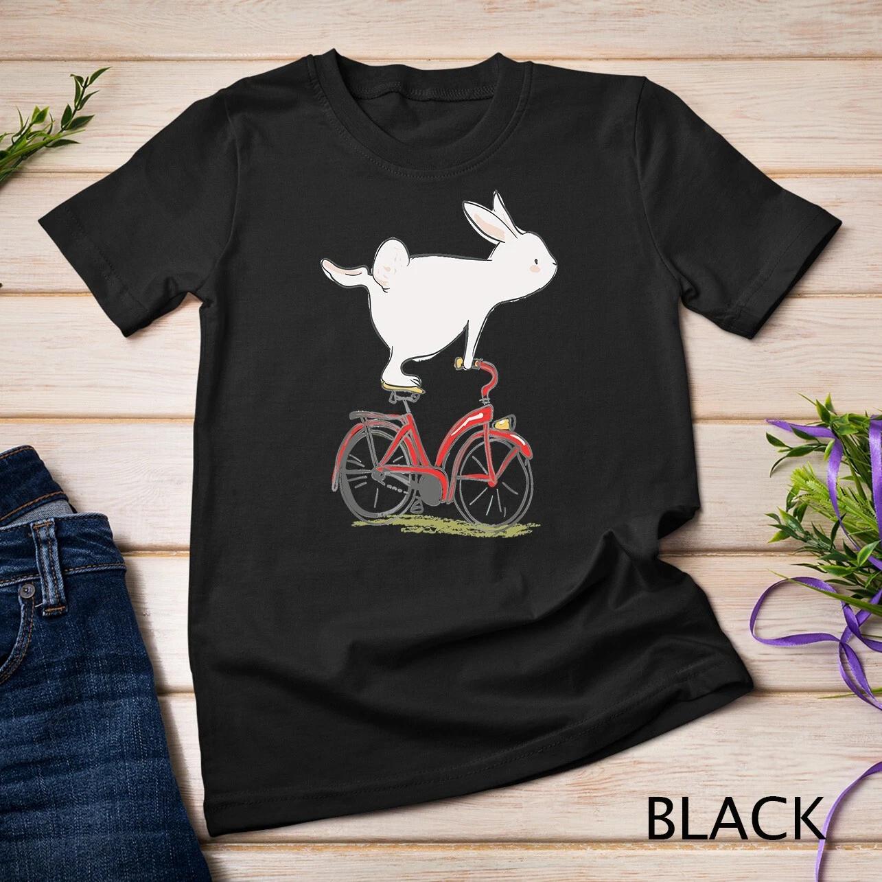 Cute Bunny Rabbit On Bike, Cycling, Bicycle T-Shirt & Gift Unisex T-shirt 1 S