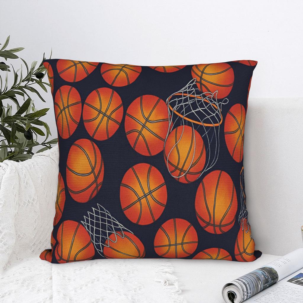 Basketball Square Pillow Cases Sports Ball Games Cushion Cover Novelty Zippered Decor Pillowcase for Car 18"