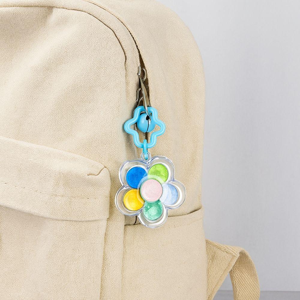 Decorative Flower Paint Box Keychain Multicolour Portable Keychain Creative Color Box Bag Pendants