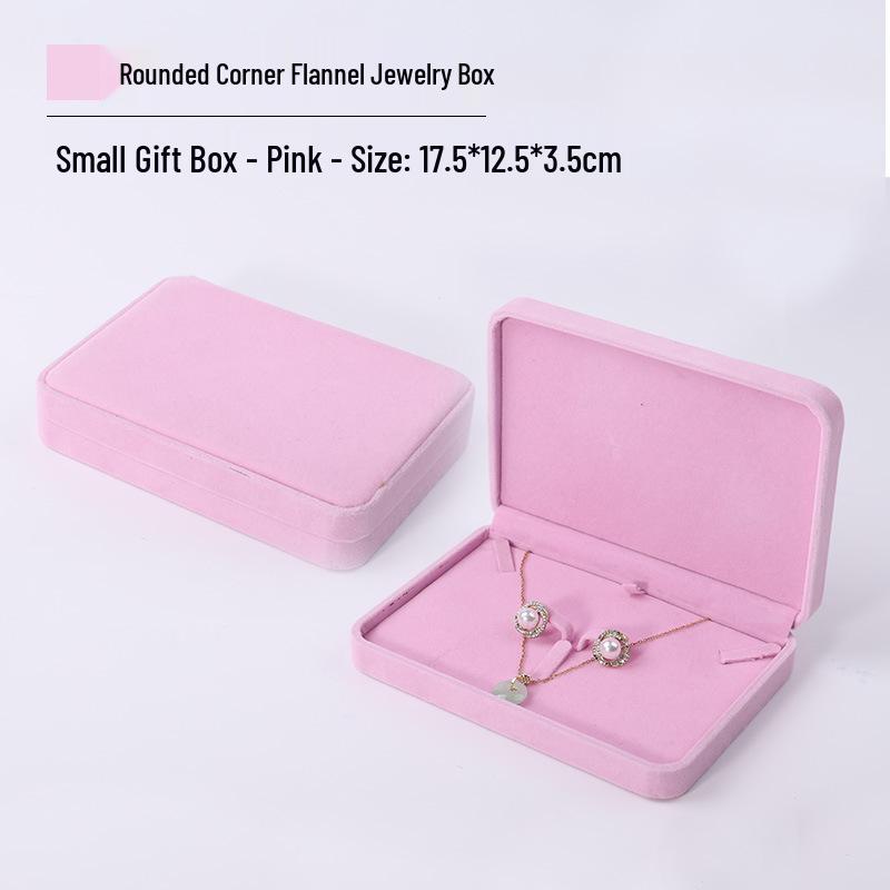 Pink Velvet Jewelry Box with Rounded Corners for Earrings, Bracelets, Rings, and Gifts