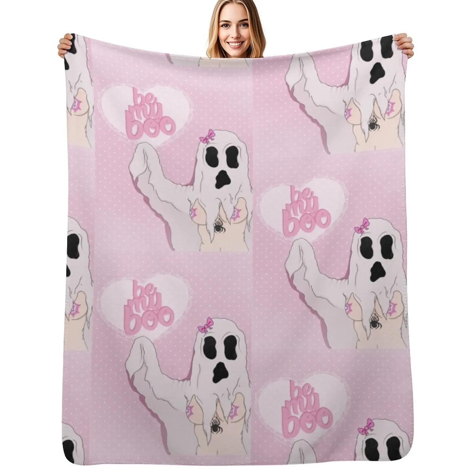 Ghost Girl Valentines Day Card Throw Blanket Durable Warm Blanket for Daily Home Use Size: 75*100cm, Weight: 230 GSM