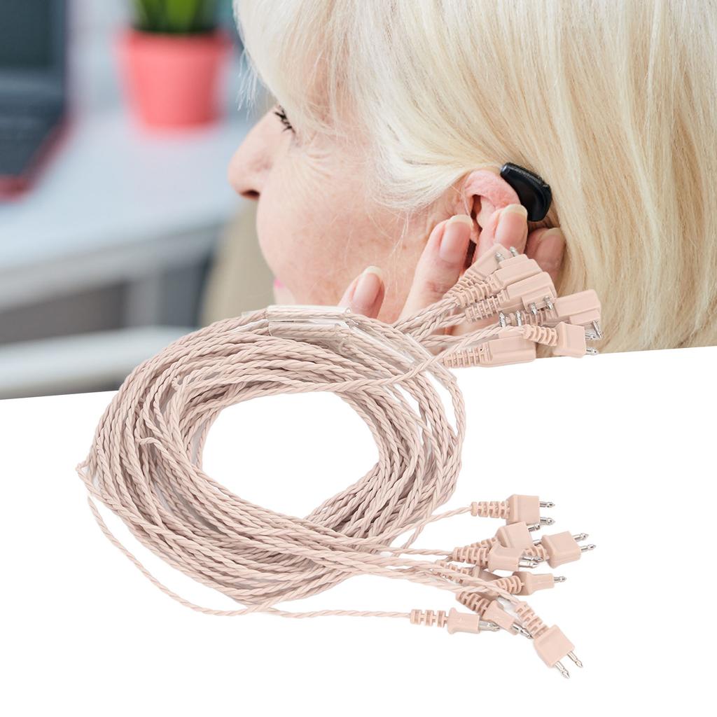 5pcs Sound Aid Adapter Cable 2 Pin Sound Amplifier Recevier Cable for Dual Earphone Device Skin Color