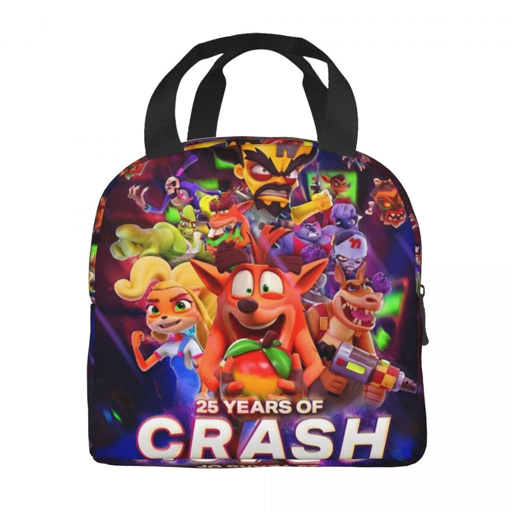 Crashs Bandicoots Cartoon Insulated Lunch Bags Video Game Food Container Portable Thermal Cooler Lunch Boxes For Work