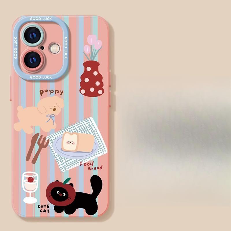 

Чехол для телефона Apple 16 15plus Cherry Puppy, Матовый 14 Силиконовый 13mini Защитный чехол 12promax Apple 6G/6S Universal