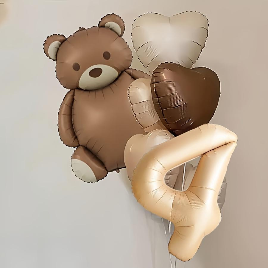 8Pcs Matte Frosted Brown Bear Aluminum Film Balloons Retro Caramel Cream White Love Balloons Birthday Party Festival Celebration