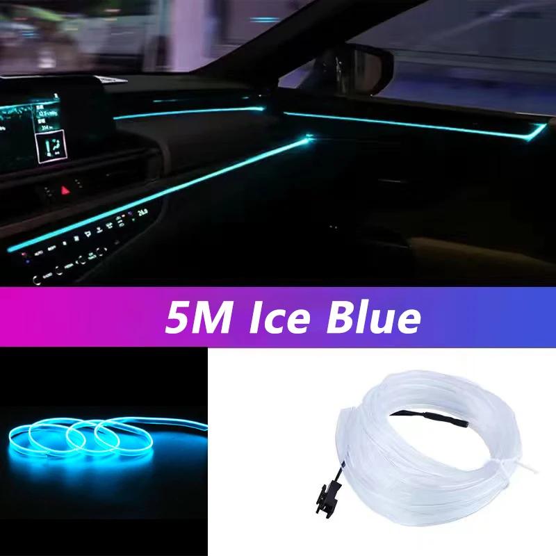 5M Car Interior LED Strip Lights - Flexible USB Powered Multi-Color Ambient Glow for DIY Auto Decoration & Party Atmosphere