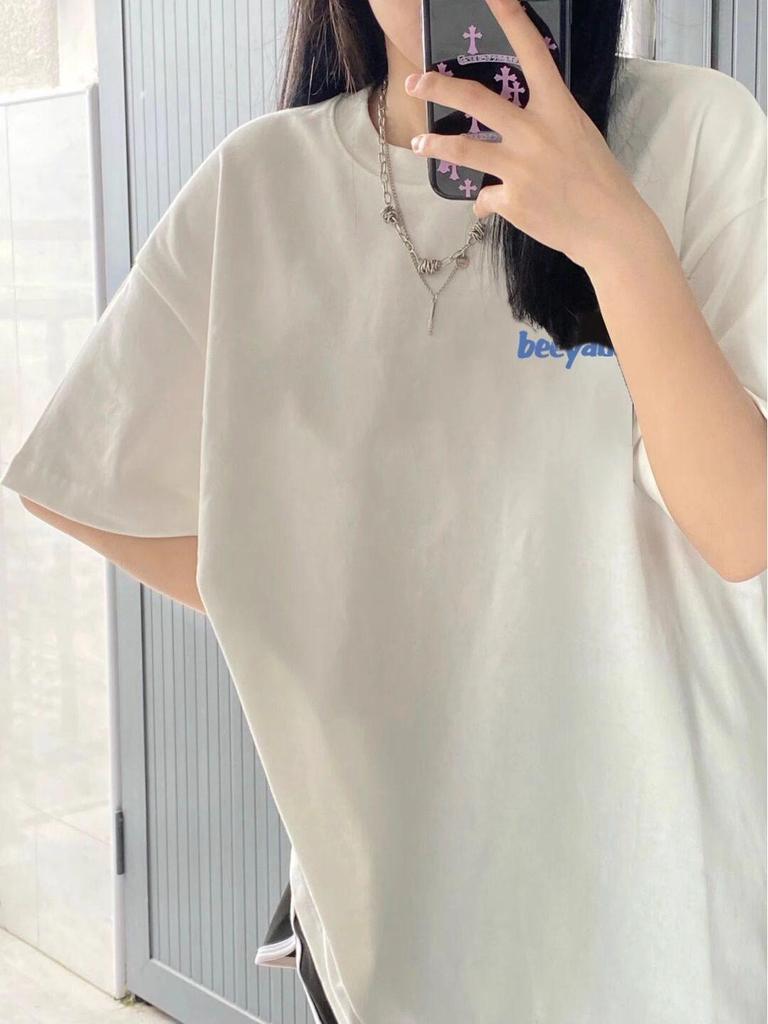 Women's 2026 American Style Oversized 100% Cotton Short Sleeve T-Shirt - Versatile Summer Mid-length Trendy Wear