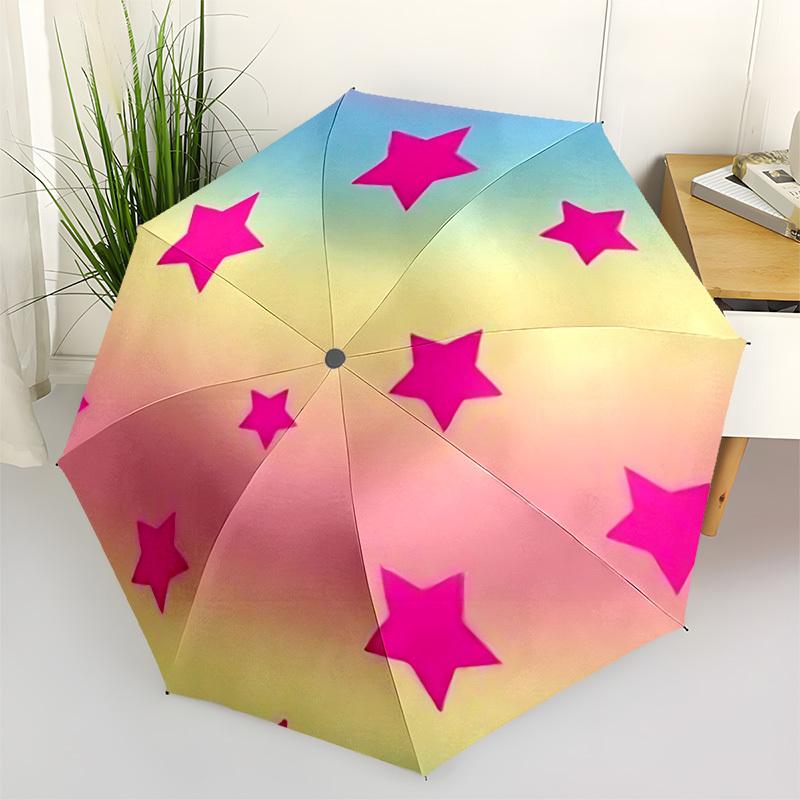

1pc Starry Gradient Circle Automatic Umbrella Portable Home Essential Umbrella, Iron Umbrella Structure Suitable for All Seasons yy251123184