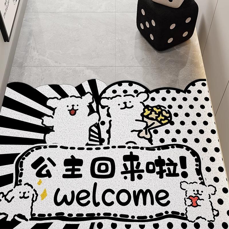 Cartoon Welpen Eingangstürmatte, Eingangstür Kann Geschnitten werden Seidenring Fußmatte, Haushalt Schaben Schlamm Reiben Schmutzabweisende Fußmatte