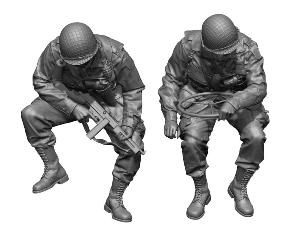 H3 Model WWII Army Paratrooper Driver Crew Set Resin Kit HS35025 Molded Color 1/35 U.S. &