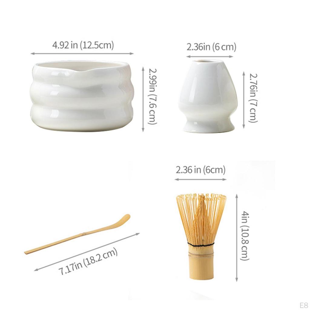 4 Piece Matcha Kit for Tea Preparation, Includes Bowl And Whisk Holder