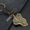 Bicycle Keychain Men's and Women's Gifts Alloy Bronze Smiley Face Hexagram Retro Woven Cowhide Keychain