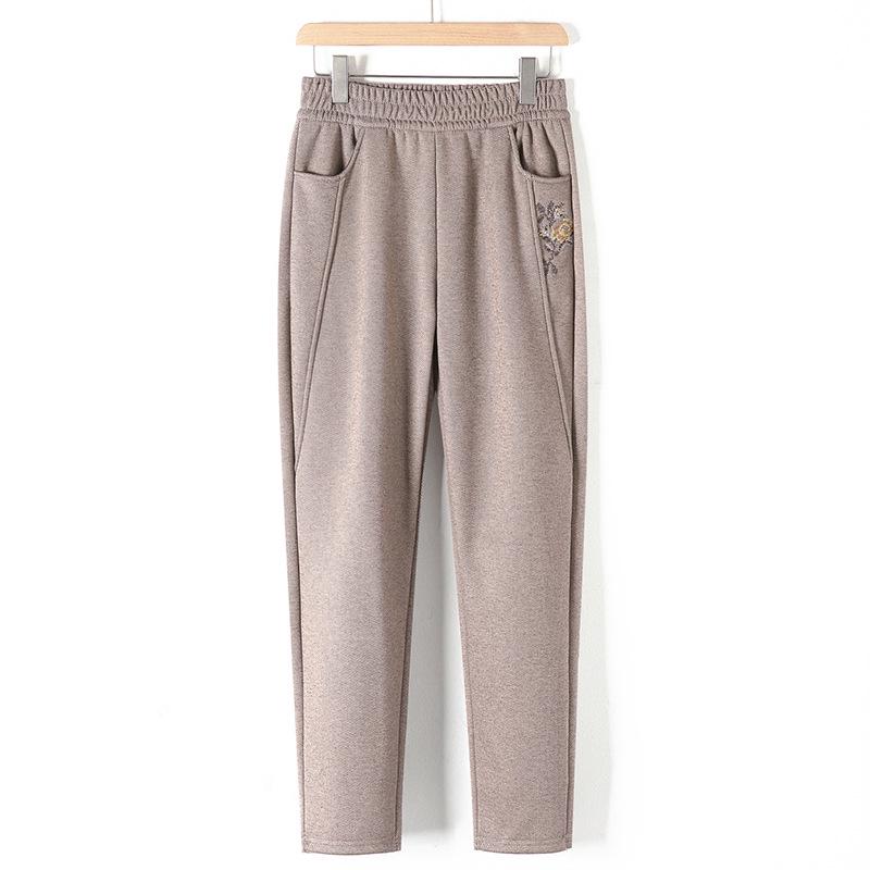 

Grandma s Warm Velvet Straight-Leg Pants: Elastic Waist for Middle-Aged & Elderly, Perfect for Autumn & Winter XL (85-100 jin)