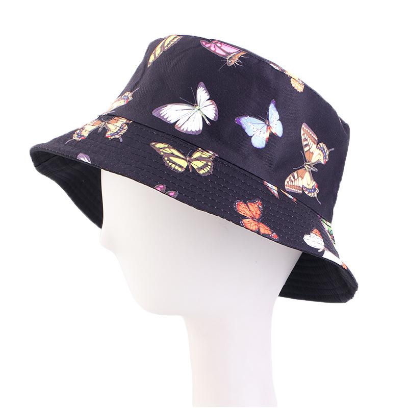 Special butterfly print pot hat summer visor hat outdoor travel sun hat flat top hat JDPM-