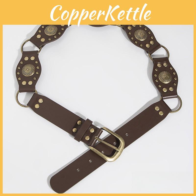 Boho Chic Vintage Waist Belt With Metal Buckle And Handcrafted Detailing For Women