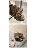Su Yinyin Retro Cowhide Double Buckle Over-the-Knee Chunky Heel Round Toe Knight Boots for Women