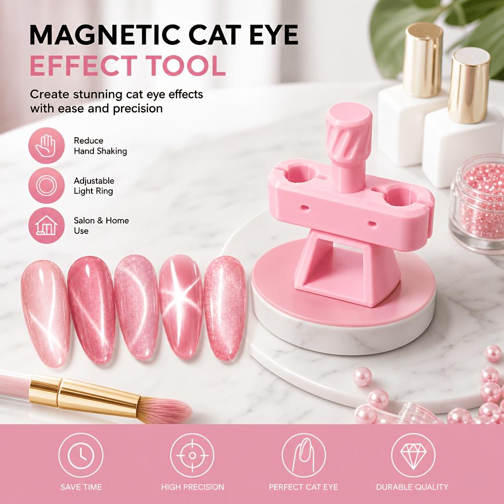 Beginner's Glass Bead Cat Eye Nail Art Magnetic Tool - Includes 2 X 8*30mm Cylindrical Powerful Magnets
