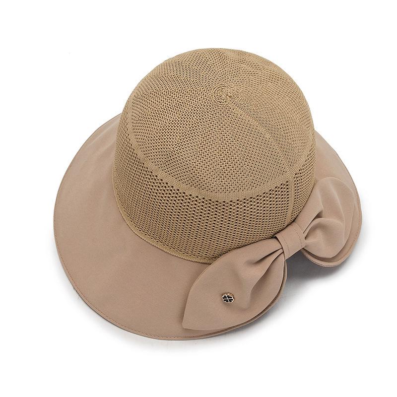 Korean Style Women's Trendy Large Brim Sun Hat with Bowknot - Foldable Bucket Hat for Vacation Travel